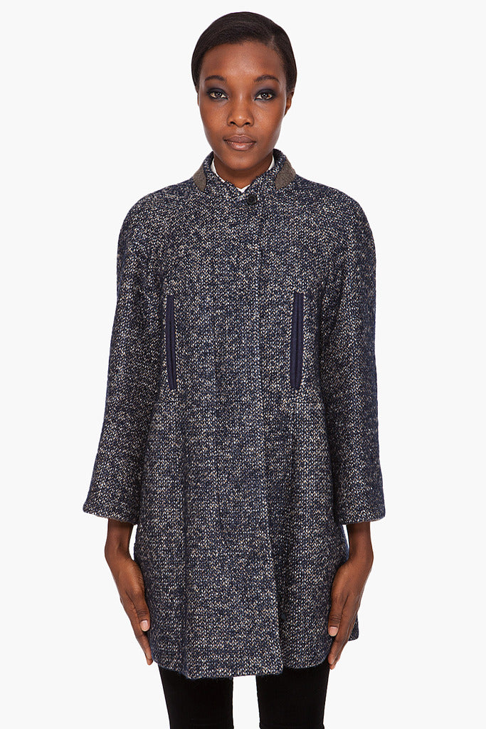 Navy Tweed Coat